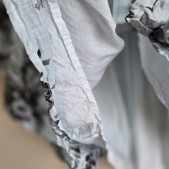 Anthropologie Floral Toile Button Down Mini Dress Blue Black Long Sleeve Size 10 - Picture 7 of 13